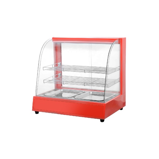 Vitrina exhibidor caliente curvo con bandejas