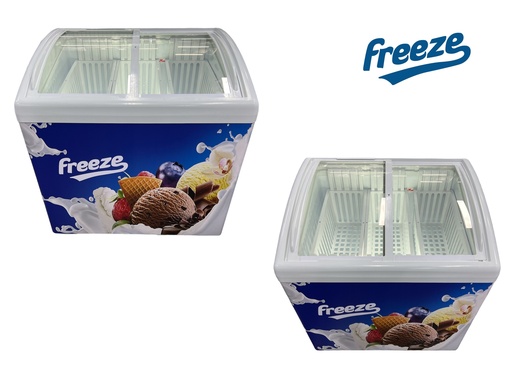 Congelador Heladero Exhibidor Con Puerta De Vidrio De 396L (Full Cestas) Marca Freeze FR-396