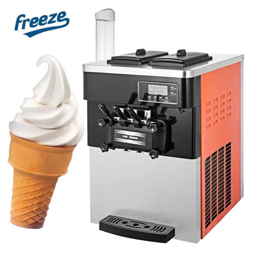 Maquina De Helado Suave 3 Sabores De Mesa, Doble Compresor 110V/60HZ 2200W, Capacidad: 20-28L/H, Tanque: 6LX2 FR-MH6LX2 RP21C0310DP