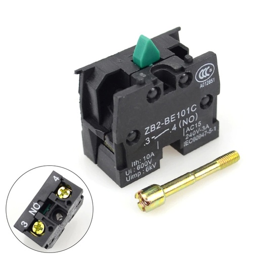 [HE21A021100H] Bloque De Contacto 1 Na, Serie XA2/XB2 Modelo ZB2-BE101,400V,10A Verde