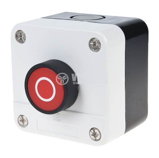 [HE21A025RDH] Caja Plastica Con Pulsador Rojo Saliente 1NA NP2-B112