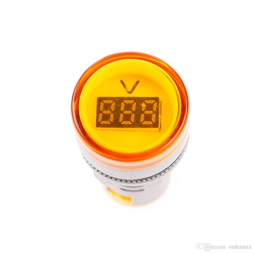 [WH01A154YEH] Luz Lamapra De Señalizacion Piloto Tipo LED Amarilla, Con Indicador De Voltaje De 0-450V