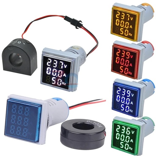 [WH01A203BUH] Luz Piloto Medidor Triple Pantalla: Voltaje, Corriente Y Frecuencia. Color Azul