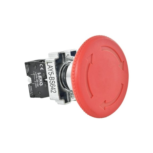 Pulsador Metalico Rojo Tipo Hongo De Emergencia Con Retencion 220V/4.5A 110V/0.6A 1NO+1NC HE21A02400H