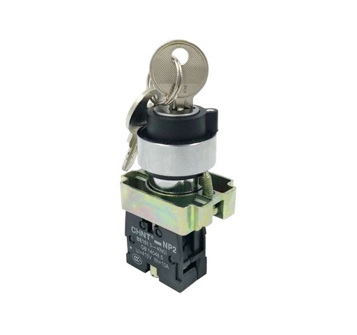 Selector De Muletilla Con Llave 2 Posiciones Contactos 1 Na Diametro 22MM Con Base Metalica HE21A015100H