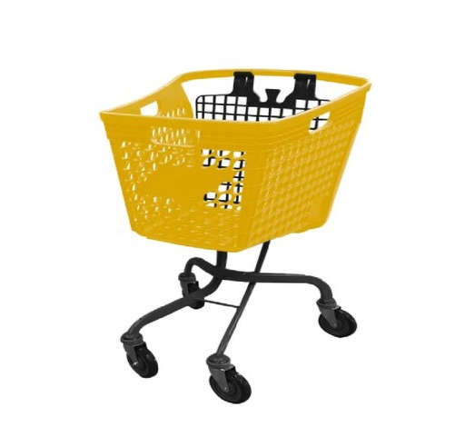 Carro de supermercado plástico premium de 120 L color amarillo 630*565*1040mm