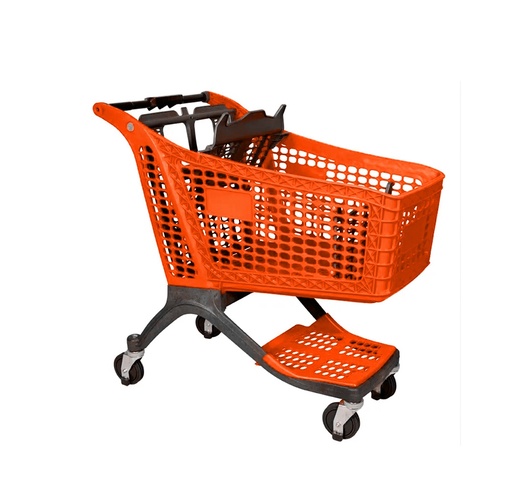 Carro de supermercado plástico premium de 130 L color anaranjado 1000*575*1020mm