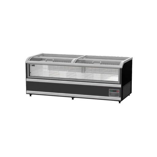 Congelador exhibidor horizontal tipo isla premium panorámico de 2,1 m
