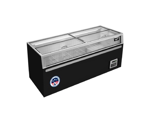 Congelador exhibidor horizontal tipo isla premium 900 L panorámico de 2,1 m