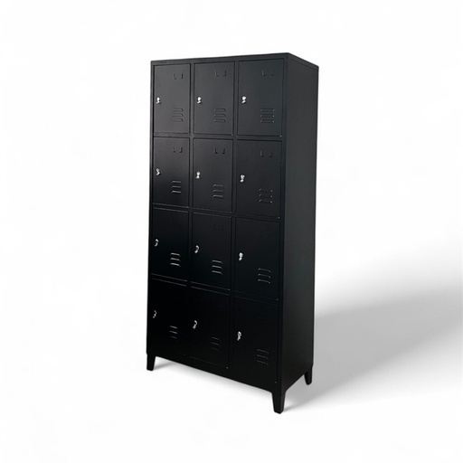 [100000780F] Locker Casillero Metálico De 12 Comportamientos Ideal Para Supermercado Color Negro (1800XW900XD390MM)