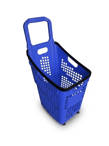 Carro Cesta Con Asa De 4 Ruedas Modelo Nuevo De 70 Litros Azul Para Supermercado 100000733F