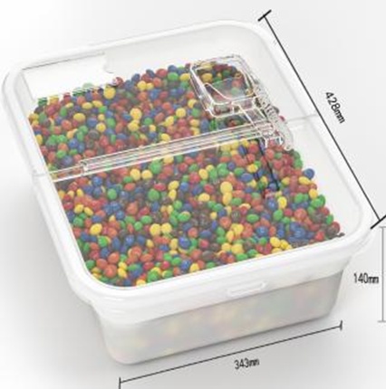 CONTENEDOR PLASTICO DE 22 LITROS IDEAL EN MANICERAS Y CEREALES PARA SUPERMERCADO, (MEDIDA 428X343X140MM) 100000740F