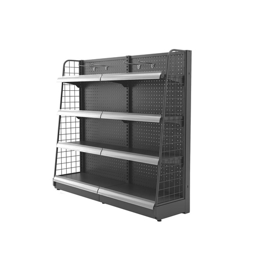 ESTANTE CAJERO MIRCO PERFORADO DE 4 NIVELES PARA SUPERMERCADO/FARMACIA - MEDIDA L1200XH1150MM COLOR NEGRO 100000905F
