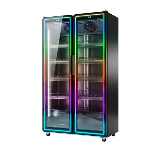 Nevera Exhibidora/visicooler Negro 770L, 0°C~10°C 110V/60HZ, Nuevo Diseño/estantes Rodantes FR-NEVPAG770L2PER (2P LED) 100000802F